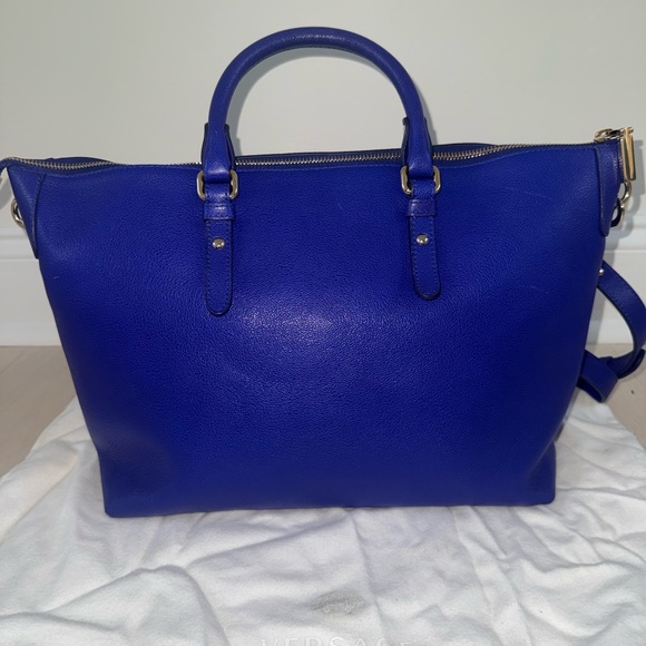 Versace Indigo Blue Medusa Leather Bag - Picture 7 of 9